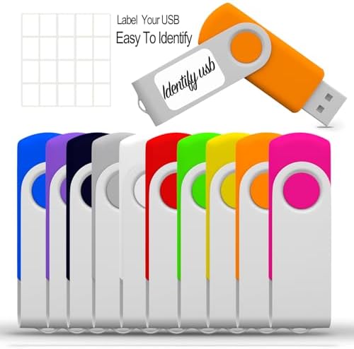 Maximize Your Storage Potential with the JBOS 10-Pack of 4 GB USB Flash Drives – Durable Swivel Design, Enhanced USB 2.0 Compatibility, Ideal for Documents & Multimedia, Sleek Black Finish with Label Sheets for Organization, Perfect for Students and Professionals