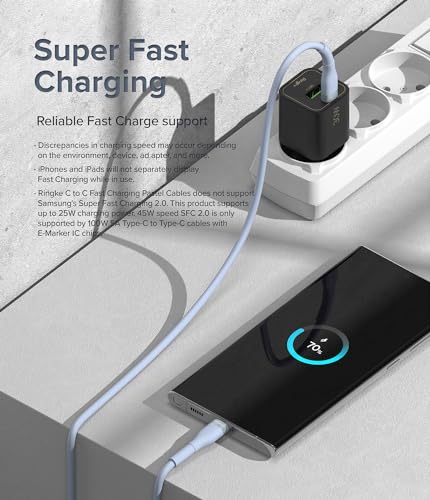 Ringke 6.6 FT USB C to USB C Pastel Charging Cable – Fast Charging Cord for i Phone 16/15, Galaxy, Pixel, Laptops & Tablets – Sleek Design for Enhanced Connectivity and Durability – Perfect for Carplay and On-the-Go Use