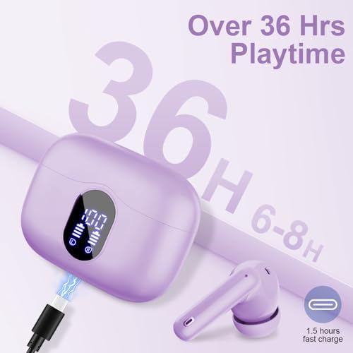 Revolutionary Bluetooth 5.4 Wireless Earbuds with Advanced Noise Cancellation and IP7 Waterproof Design – 36-Hour Playtime for Nonstop Audio Bliss – Immersive Bass Stereo Sound Perfect for Sports, Workouts, and Everyday Use – Sleek White Aesthetic Enhances Compatibility with Laptops, Tablets, and Smartphones