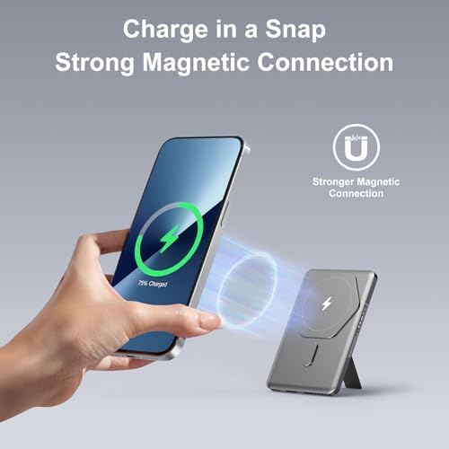 Ultra-Thin Magnetic Wireless Power Bank 5000 m Ah – 20 W Fast Charging Portable Charger for i Phone 16/15/14/13/12 Series – Effortless Snap-On Connection & USB-C Compatibility for On-the-Go Power Solutions