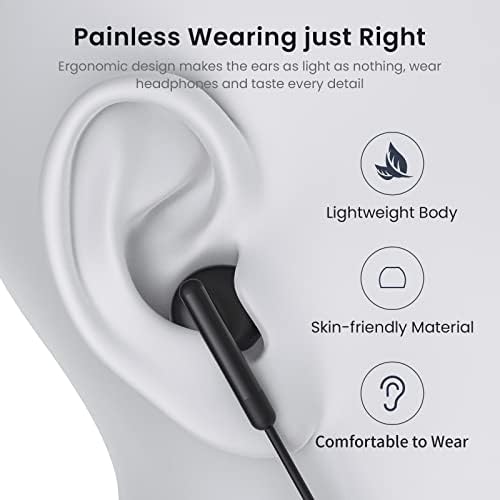 USB C Earbuds for i Phone 16 & i Pad Pro – High-Fidelity Wired Headphones with Volume Control & Mic for Google Pixel & Samsung Galaxy – Lightweight, Durable, and Comfortable for Everyday Use & Commutes – Enhanced Audio Experience