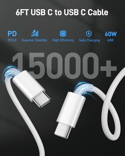 35 W USB-C Rapid Charging Wall Adapter with 6 FT Type-C Cable for i Pad Pro 2024/2022/2021/2020, Air 6/5, Mini 7/6 – Ultra-Portable, High-Efficiency Charger for Professionals and Students, Optimized for Seamless Device Compatibility and Speed