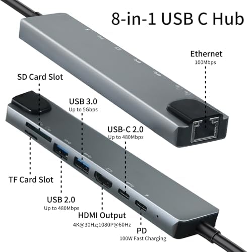 Elevate Your Workflow with the USB C to Dual HDMI Adapter – Ultimate Type C HDMI Splitter for Dual Monitor Setups, Featuring Fast USB 3.0 Hub and 100 W Power Delivery for Mac Book, Dell XPS, HP, Surface & Chromebook – Ideal for Multitasking and Professional Use