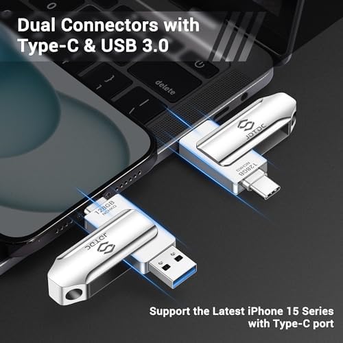 128 GB Versatile Photo Backup Stick – High-Speed USB-C & Lightning Flash Drive for i Phone, i Pad, and Android Storage – Effortless Photo, Video & Contact Transfer – Durable, Portable Memory Solution for All Your Digital Essentials