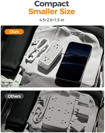 TESSAN 5 FT Flat Plug Extension Cord with 4 AC Outlets, 1 USB-C & 2 USB-A Ports – 900 Joules Surge Protector Power Strip for Home Office & Dorm Room – Maximize Charging Efficiency & Space Savings with Versatile Power Accessory