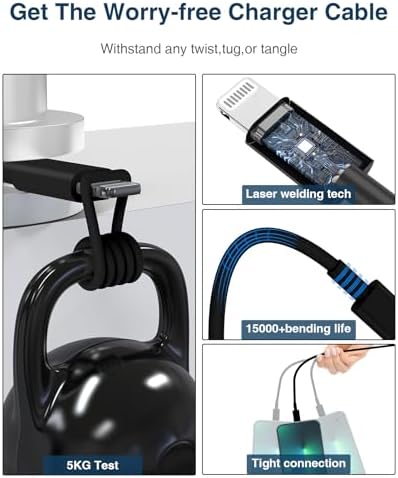 Premium 10 ft Lightning Charger Cable 2 Pack for i Phone and i Pad – Apple MFi Certified, Fast Charging, Durable Design for Enhanced Connectivity with i Phone 14/13/12/11 Pro Max SE XR XS X 8 7 6 – Perfect for Home, Office & On-the-Go Use