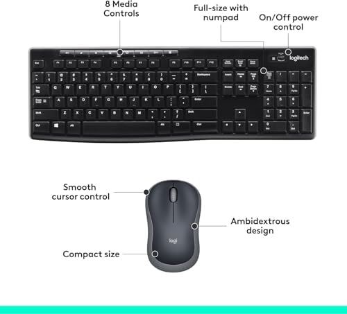 Logitech K270 Wireless Keyboard – Full-Size, 2.4 GHz Connectivity, 8 Multimedia Keys, 2-Year Battery Life, Stylish Rose Color for PCs and Laptops – Ultimate Comfort and Reliability for Productive Workspaces