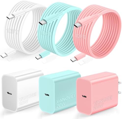 Transform Your Charging Routine with a 10 ft USB C to USB C Fast Charging Cable and 20 W Type C Block – Perfect for i Phone 15 & 16 Models, i Pad, and More – Unmatched Speed, Durability, and Versatility for All Your USB C Devices!