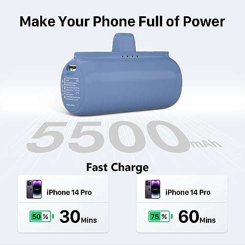 Dual Pack 5500 m Ah Mini Portable Charger for i Phone – Ultra-Compact Power Bank with PD Fast Charging in Stylish Black & Pink – Perfect Travel Accessory for i Phone 14/13/12/11/X/8/7/6 – Enhanced Compatibility & Convenience for On-the-Go Power