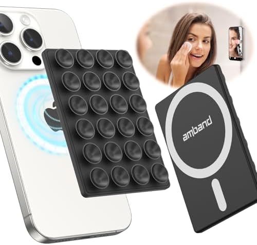 Mag Safe Sticky Octo Suction Buddy Phone Mount – Versatile Hands-Free Magnetic Phone Grip for i Phone | Trendy White Design with Adapter Ring | Unmatched Stability & Convenience for Active Lifestyles | Ideal Gift for Moms and Women Enthusiasts