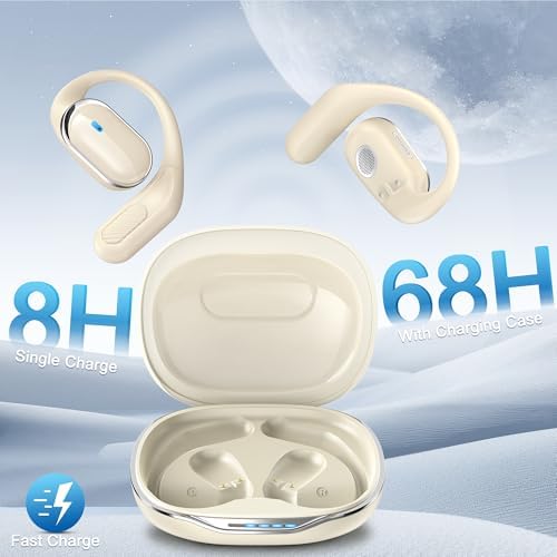 Revolutionary 3-in-1 Bluetooth Earbuds with Instant Language Translation – Premium HD Audio Experience for Travelers and Language Learners – Unmatched 68-Hour Playtime – Durable IPX5 Waterproof Design for Active Use – Ergonomically Crafted Beige Finish for Comfortable Wear