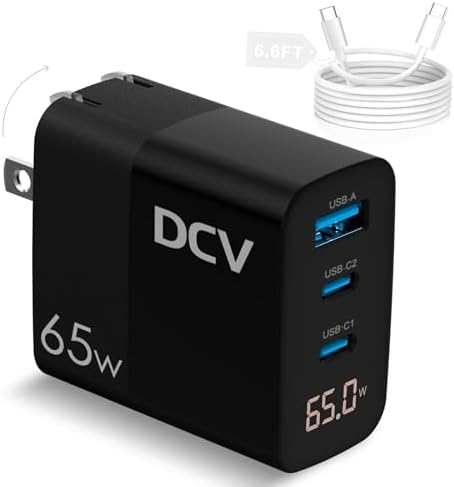 Experience unparalleled charging versatility with the DCV 65 W Ga N USB C Charger – a robust 3-Port Fast Charging Block featuring an innovative LED Digital Display. Engineered for optimal performance, this wall charger delivers rapid charging capabilities for your Mac Book, i Phone 15/14/13, i Pad Pro, Galaxy S23/S22, and Note 20/10. With an impressive output of 65 W, it supports PD, PPS, and QC 3.0 technologies, ensuring seamless compatibility across devices. The foldable design enhances portability, making it the ideal companion for your on-the-go lifestyle. Monitor your power usage at a glance with the integrated LED display, while advanced safety features protect against overheating and overcharging. Elevate your charging experience today with this sleek, durable solution that empowers you to charge multiple devices simultaneously without compromising speed or safety. Perfect for home, office, or travel, the DCV 65 W USB C Charger is your gateway to efficiency and reliability in device charging.