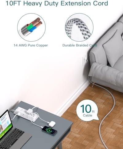 Ultimate Power and Charging Solution: Addtam 15 ft Surge Protector Power Strip with 9 Outlets & 4 USB Ports – Ideal for Home, Office, and College Dorms – Enhanced Surge Protection & Fast Charging Capability