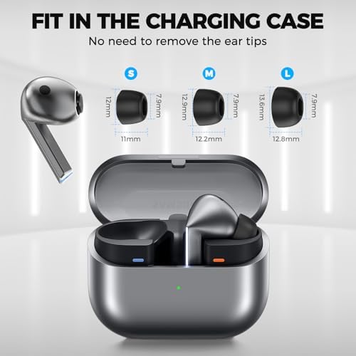 Premium Memory Foam Earbud Tips for Samsung Galaxy Buds3 Pro (2024) – 3 Size Set S/M/L for Noise Isolation and Enhanced Comfort – Ideal Replacement for Superior Sound Experience and Perfect Fit with Charging Case