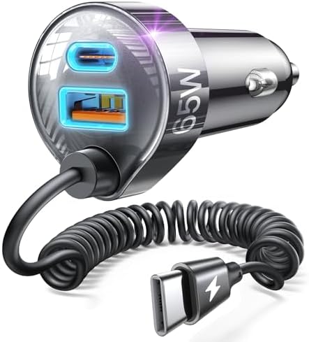 LISEN 65 W USB-C Car Charger for i Phone 16 & 15 Pro Max – Ultra-Fast Dual-Port Power Adapter for i Pad Pro, Samsung Galaxy S25/S24 Ultra, Google Pixel & Android Devices – Sleek Silver Design with Advanced Safety Features for Effortless On-the-Go Charging