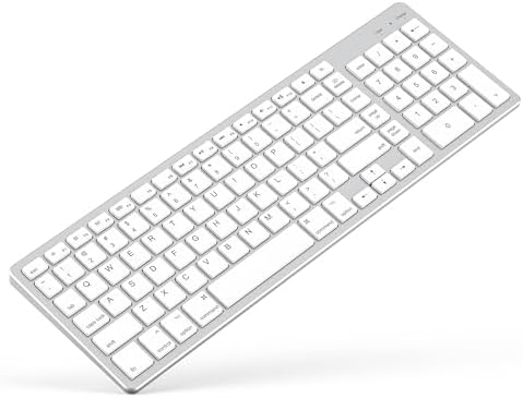 Sleek White Aluminum Backlit Keyboard for Apple Mac – USB-A & USB-C Wired with Numeric Keypad, Effortless Plug-N-Play Setup for i Mac, Mac mini & Mac Book Users – Enhance Productivity & Style with Premium Build and Low-Light Typing Comfort