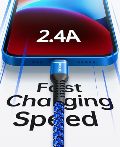 Heavy-Duty UYOUNG i Phone Charger Cable 3 Pack – 6 FT MFi Certified Nylon Braided USB to Lightning Fast Charging Cords for i Phone 14/13/12/11/SE/X/XS/XR/8/7/6/6 S & i Pad – Durable, Tangle-Free Charging Solution in Vibrant Red for Ultimate Convenience and Performance