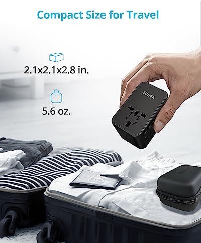 VINTAR Universal Travel Adapter 75 W Ga N Technology: Ultimate All-in-One Power Converter with 3 USB-C PD and 2 USB-A Quick Charge Ports for Global Use – Compact Power Solution for Laptops & Smartphones in 200+ Countries – Reliable Performance with Safety Features for Hassle-Free Charging