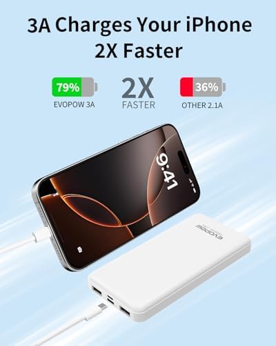 Ultra-Slim 10,000 m Ah Dual-Pack Portable Charger – 15 W Fast Charging Power Bank with USB-C Compatibility for i Phone, Samsung, Pixel & More – Effortless Mobility & Reliable Power Solutions