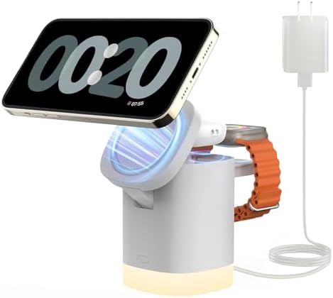 Travel-Ready Joy Geek 3-in-1 Wireless Charging Station – Fast Mag-Safe Charger for i Phone 16-12 Series, Apple Watch Series 10-2, and Air Pods Pro – Ultimate Compatibility and Speed for On-the-Go Lifestyle
