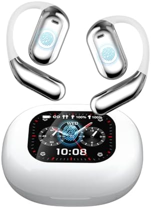 Revolutionary Open-Ear Bluetooth 5.4 Wireless Earbuds | Lightweight Ergonomic Design for Active Lifestyles | 80 Hours Playtime with Waterproof Durability | Experience Deep Bass and Crystal-Clear Calls | Stay Aware of Surroundings While Enjoying Music | Perfect for Gym, Commuting, and Outdoor Adventures | Elevate Listening with Stylish, Durable Earphones for Maximum Comfort and Performance
