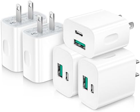 Rapid Charge USB C Charger Block 5 Pack – 20 W Power Delivery Fast Charging Cube for i Phone 16/15/14 Pro Max, Air Pods, Galaxy, and Pixel Devices – Compact & Portable Multi-Device Charging Solution with Enhanced Safety Features for Optimal Performance