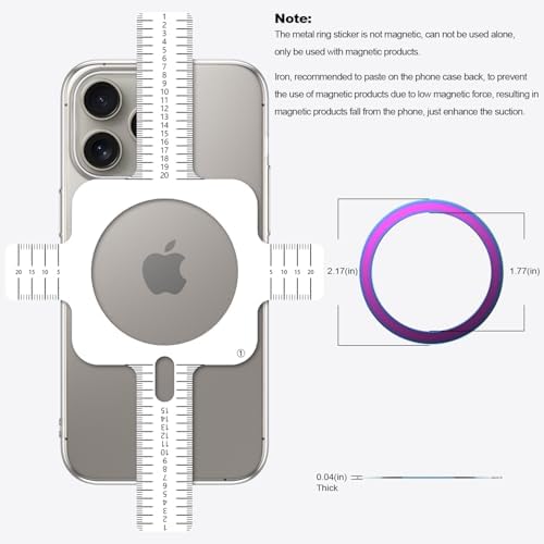 Premium Magnetic Ring Sticker for Mag Safe Adapter Kit – Universal Conversion Solution for Kindle, Phone Cases, Wireless Chargers, Car Mounts & Wallets – 2 Pack (Mirror Multicolor, 0.5 mm) – Enhance Device Compatibility & Charging Speed