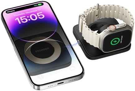 Revolutionary Magnetic Detachable 2-in-1 Wireless Charging Station for Apple Devices – Ultra-Fast Charging Hub for i Phone 15/14/13/12, Air Pods Pro/2/3 & Apple Watch – Compact & Stylish Design with Superior Safety Features for Effortless Home or Office Power Management