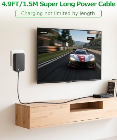 High-Performance 24 V 2 A Power Supply Adapter: Versatile 48 W AC to DC Converter for LED Strips, CCTV Cameras, and Printers – 4.9 FT Cable with Dual Barrel Plug Compatibility (5.5 x 2.5 mm & 2.1 mm) – Universal Input 100 V-240 V for Safe and Consistent Power Delivery – Essential Power Solution for Home and Professional Use with Enhanced Safety Features