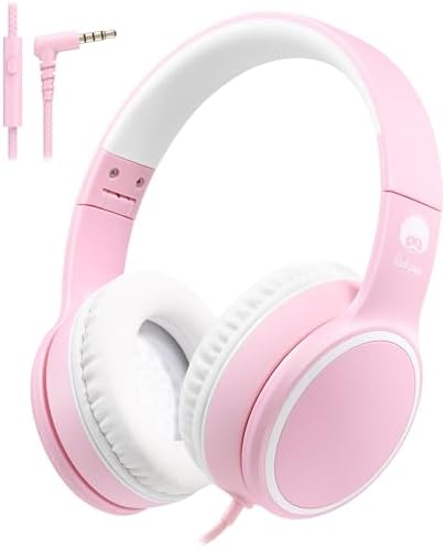 Rockpapa L22 Purple Over-Ear Headphones for Kids & Women – Lightweight, Foldable, and Durable Wired Design with Built-In Microphone for Clear Hands-Free Communication, Perfect for School, Travel, and Daily Use – High-Quality Stereo Sound and Tangle-Free Cord for Seamless Audio Enjoyment