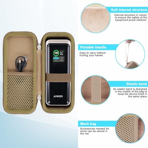 Ultimate Khanka Protective Case for Anker Prime Power Banks – Sleek Golden Waterproof Hard Shell for 12000 m Ah & 20000 m Ah Models, Travel-Ready Accessory with Superior Compatibility and Enhanced Durability