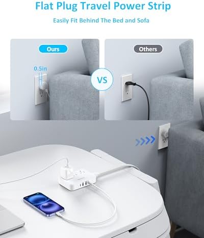 Maximize Your Charging Efficiency with Huntkey Easy Combo Surge Protector Power Strip – 6 AC Outlets & 4 USB Ports (2 USB-C, 2 USB-A), Customizable Cord Length for Ultimate Workspace Flexibility, Ideal for Home Office & Electronics Protection