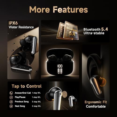Experience Unmatched Sound with Bluetooth 5.4 Wireless Earbuds – Studio-Grade Audio, Deep Bass, and Advanced Noise Cancellation for Crystal Clear Calls – IPX6 Waterproof Design for Active Lifestyles, Enhanced Comfort with Memory Foam Tips, and an Incredible 10-Year Battery Life in a Stylish Blue Finish. Perfectly Engineered for Audiophiles and Casual Listeners Alike, These Earbuds Offer Seamless Connectivity, Making Them Your Ideal Companion for Workouts, Commuting, or Relaxation. Elevate Your Listening Experience and Stay Connected Effortlessly with Long-Lasting Performance and a Lightweight, Durable Construction Tailored to Your Lifestyle. Choose Quality Sound Today!