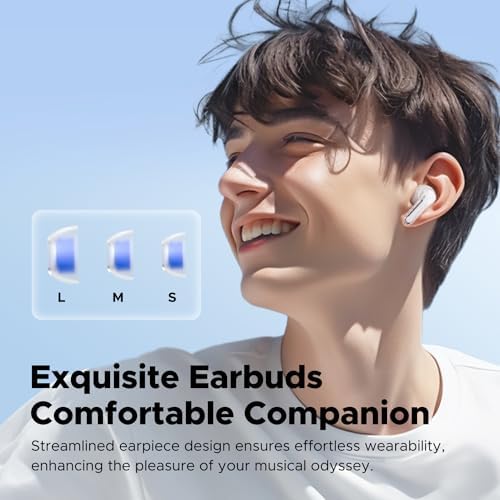 Affordable Sound PEATS Clear Wireless Earbuds – Bluetooth 5.3 Headphones with 12 mm Drivers for Deep Bass, Enhanced Call Clarity with Dual Mic and ENC, Gaming Mode for Low Latency, 40-Hour Playtime, IPX4 Water Resistance, Custom EQ via App for Tailored Audio Experience