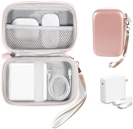 Premium Rose Gold Organizer Case for Sunveza 118 W USB-C Fast Charger – Sleek and Durable Semi-Hard Zippered Storage for Mac Book Pro and Apple Accessories – Shockproof, Water-Resistant Protection with Detachable Wristband – Ideal Travel Companion for Everyday Use – Compatible with Mag Safe and Type-C Hubs – Perfect for Your Essential Gadgets – Lightweight Design for Effortless Portability – Your Ultimate Solution for Charging Accessories – Guaranteed Quality with 100% Refund Promise – Transform Your Tech Organization and Protection Experience Today!