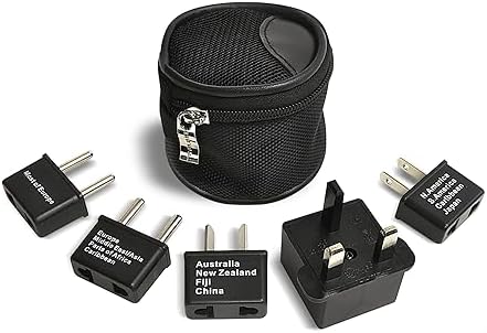 Ultimate 5-Piece Worldwide Travel Plug Adapter Set by Ceptics – Essential for Global Travelers with Enhanced Compatibility for Cell Phones, Laptops & Chargers – Ideal for Use in Over 50 Countries Including Europe, Asia & Africa – Compact Design with Travel Pouch for Easy Carrying – No Voltage Conversion Needed – Stay Powered Anywhere You Go!