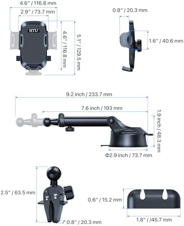 Military-Grade Universal Car Phone Holder – Enhanced 2025 Suction & Clip Technology for i Phone 16 Pro Max, 15 & Samsung – Adjustable Dashboard, Windshield, Air Vent Mount for Optimal Viewing & Safety – Durable Black Design for Secure Smartphone Access