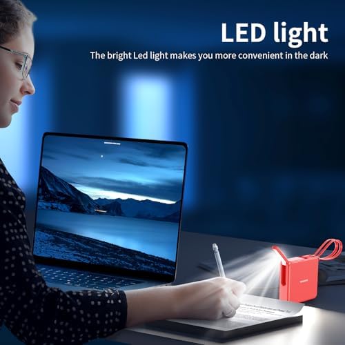 Ultimate 10,000 m Ah Portable Charger with Built-in Cables & AC Plug – PD 22.5 W Fast Wireless Power Bank for i Phone 16/15/14, Samsung S23/S22, Android Devices – Effortless Charging Anytime, Anywhere