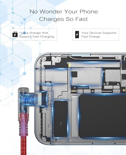 10 FT Right Angle i Phone Charger Cable 2-Pack – MFi Certified Lightning Fast Charging for i Phone 14/13/12/11 Pro Max & More – Durable Nylon Braided Design for Optimal Performance and Tangle-Free Convenience – Perfect for Gaming and Streaming