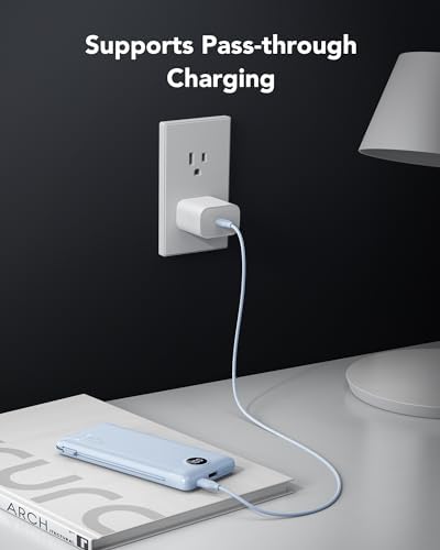Sleek VRURC 10,000 m Ah Portable Charger with Built-in Wall Plug – Rapid 22.5 W USB Power Bank for Ultimate Travel Convenience – Slim Profile, 4 Outputs & Dual Inputs for Multi-Device Charging – Essential USB-C Compatible Travel Accessory in White
