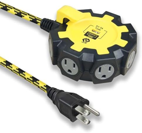 Maximize Your Charging Efficiency with the PD20 W USB-C and USB-A Power Strip – 6 Outlet Surge Protector with 6 FT Braided Cord, 500 Joules of Safety, Built-in 15 A Circuit Breaker, UL Listed, Wall Mountable for Versatile Use in Homes and Workshops