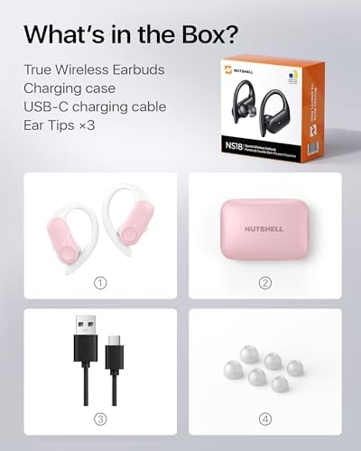 Maximize Your Fitness Journey with NS18 Wireless Earbuds – 12-Hour Playtime, Sweatproof Design, Tailored Sound via Custom App, and Robust 13 mm Bass Drivers for Deep Audio Experience, Featuring Bluetooth 5.3 for Seamless Connectivity (Black) – Ideal for Active Lifestyles and Audiophile Enthusiasts