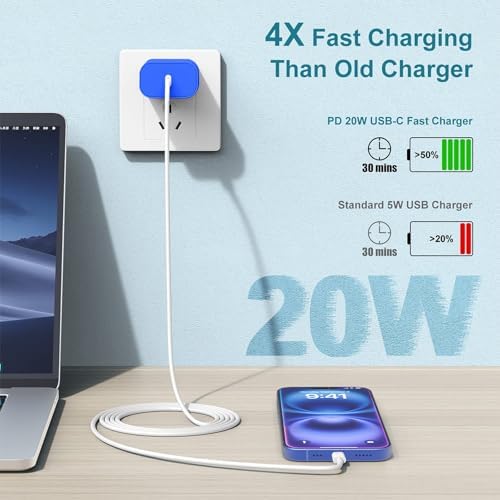 Ultra-Fast 20 W USB C Charger Block – 4 Pack for i Phone 16/15 & Multi-Device Compatibility – Compact Power Adapter for Apple, Samsung, Google – Essential Travel Charging Solution with Enhanced Durability and Safety Features