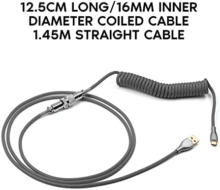 Transform Your Gaming Experience with the EPOMAKER Mix 1.8 m Coiled USB C to USB A TPU Keyboard Cable – Detachable Metal Aviator for Ultimate Customization, Sleek White Design for Enhanced Aesthetics, and Superior Performance for Mechanical Gaming Keyboards