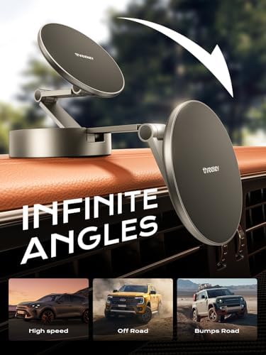 THREEKEY Mag Safe Car Phone Mount – Premium Magnetic Holder for i Phone 16/15/14/13/12 Series & Galaxy S25 Ultra with Robust Metal Arm, 360° Adjustable Rotation, and Strong Magnet Stability for Enhanced Driving Safety and Convenience in Bronze Finish