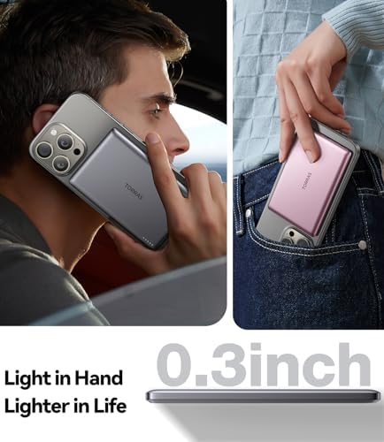 Ultra-Slim TORRAS 10,000 m Ah Power Bank with Built-in USB-C Cable – Lightweight Portable Charger for i Phone 16/15 & Samsung S24 Ultra, 22.5 W Fast Charging, Durable Design for Travel and Outdoor Use – Glacier Grey, Enhanced Safety & Dual Device Charging