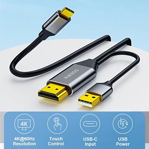 4 K@60 Hz Display Port to USB-C Cable 6.6 ft – High-Speed DP Male to Type-C Adapter for Mac Book Pro, i Pad Pro, Nreal Air VR – Ultimate Compatibility and Enhanced Viewing Experience