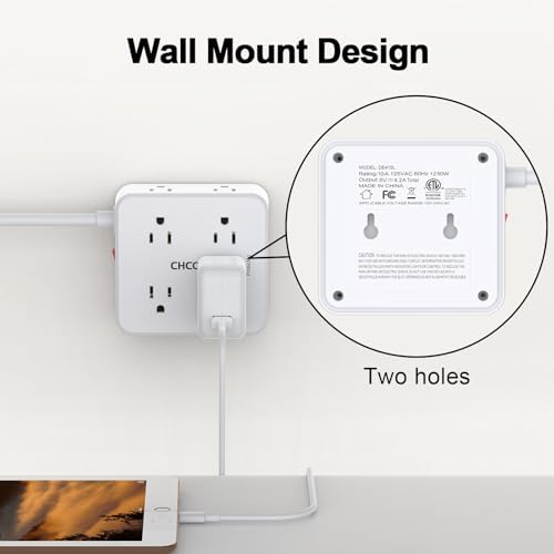 CHCORE 5 Ft Surge Protector Power Strip – 8 Outlet Power Hub with 4 USB Ports (2 USB-C) for Rapid Charging, Flat Plug Design for Space-Saving Convenience in Home and Office, ETL Certified for Enhanced Safety and Performance