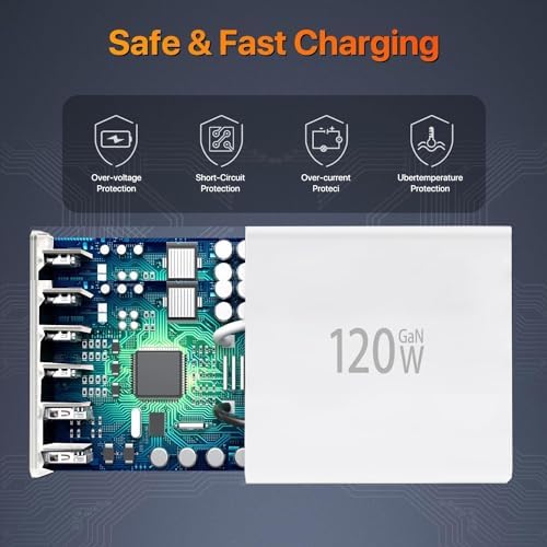 Power Up Your Productivity with the Ultimate 210 W USB-C Fast Charging Hub: Versatile 8-Port Ga N Charging Station with PD 65 W Adapter for Seamless Compatibility Across Mac Book, Dell Laptops, i Phone 16/15, and Galaxy S22/S23 – Your Essential Power Solution for Home and Office Efficiency