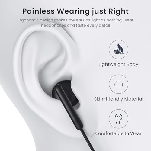 High-Fidelity Wired Earbuds with Microphone – Premium In-Ear Headphones for Exceptional Bass & Crystal-Clear Audio, Universally Compatible with i Phone, i Pad, Android, and PCs via 3.5 mm Jack – Ergonomic Design for Ultimate Comfort & Long-lasting Durability